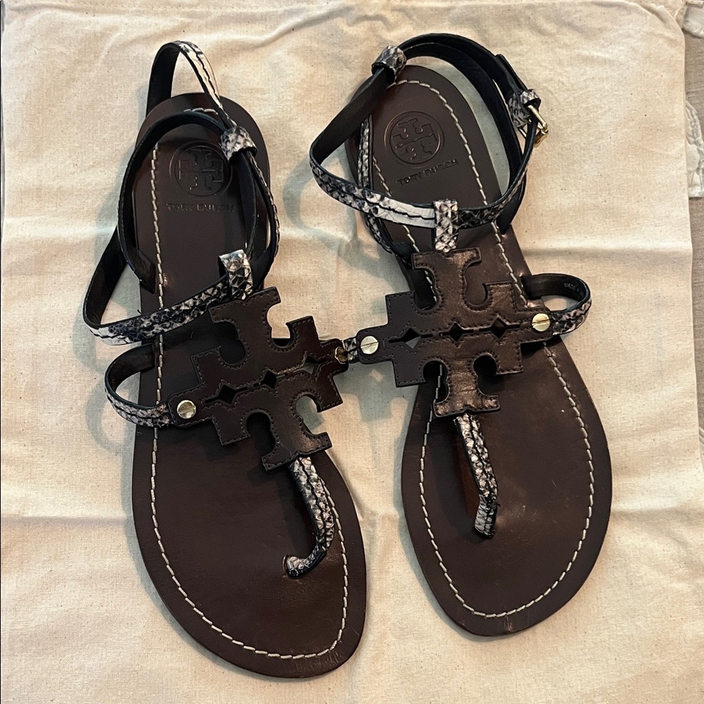 Tory Burch Darl Brown and Tan Sandals
